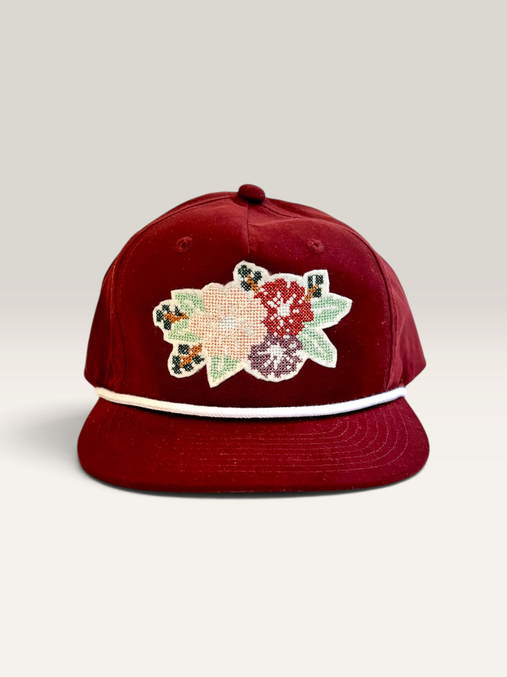 Cross Stitch Flower Applique Trucker