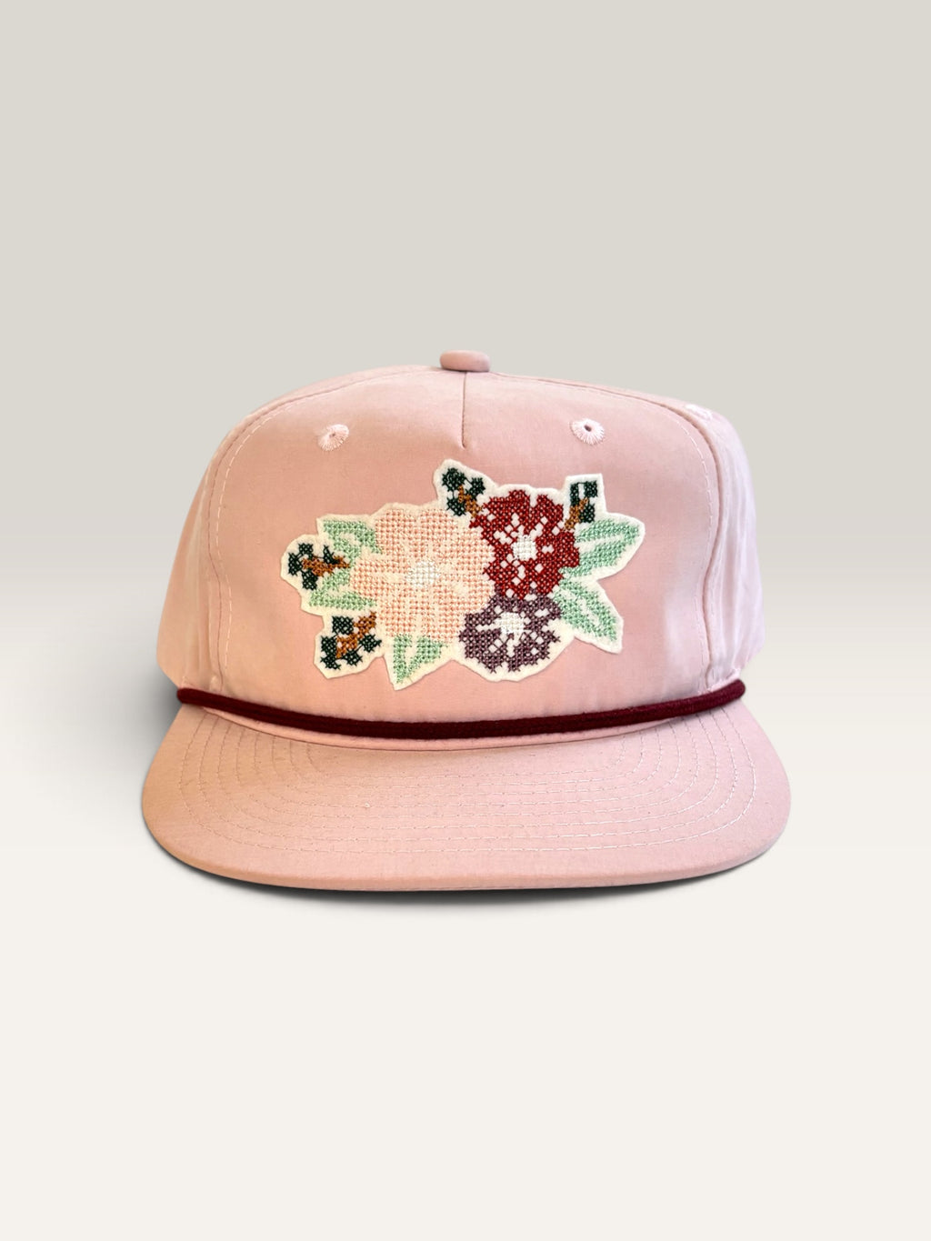 Cross Stitch Flower Applique Trucker