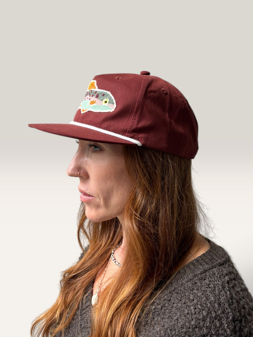 Cross Stitch Fish Applique Trucker