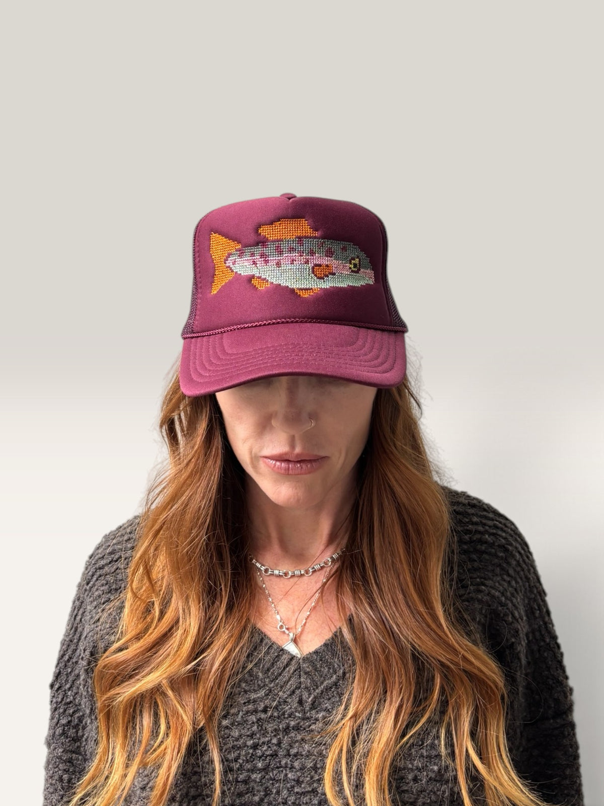Cross Stitch Fish Trucker