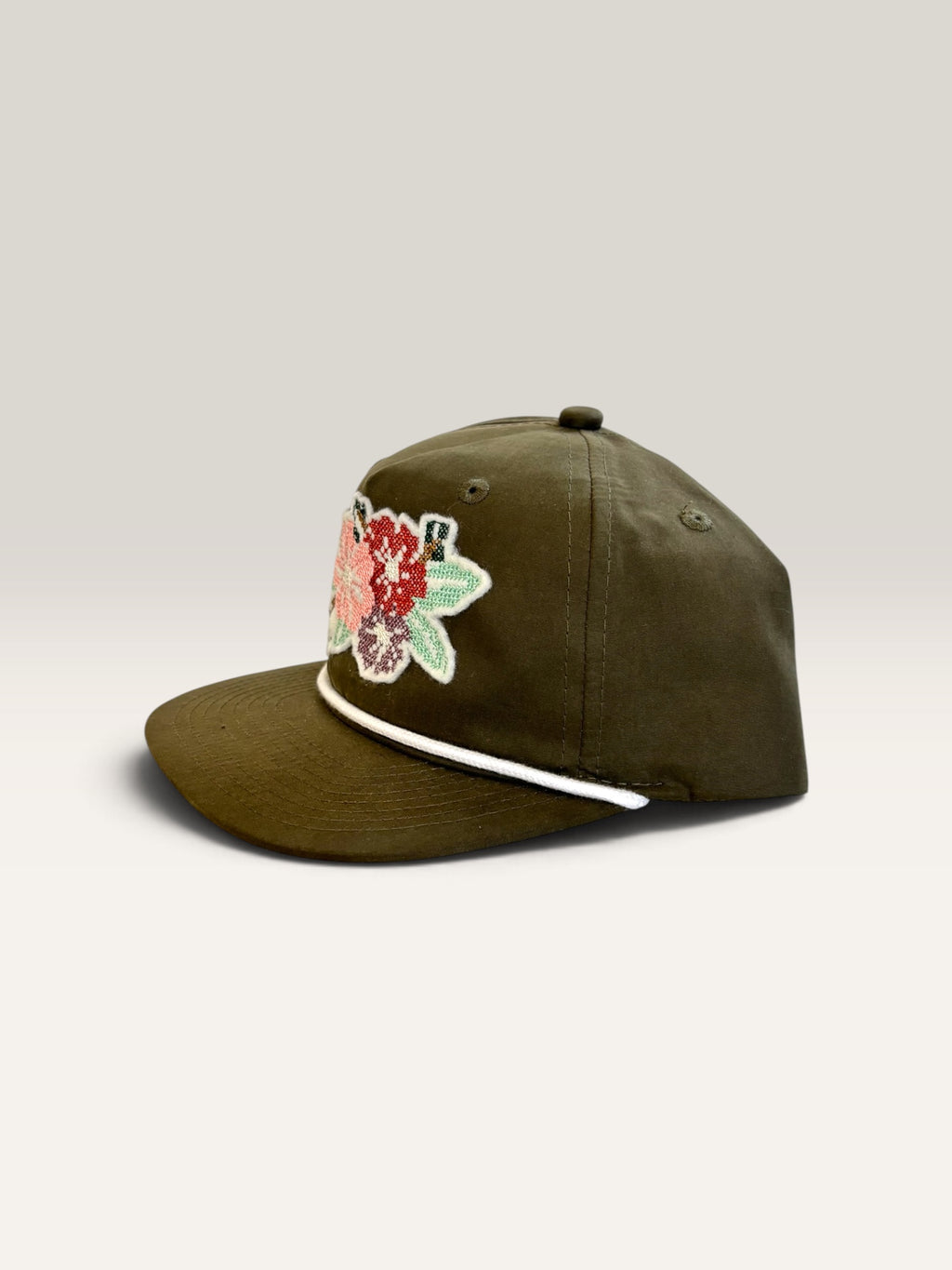 Cross Stitch Flower Applique Trucker